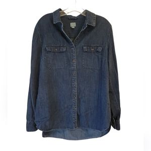Dark wash Chambray button top